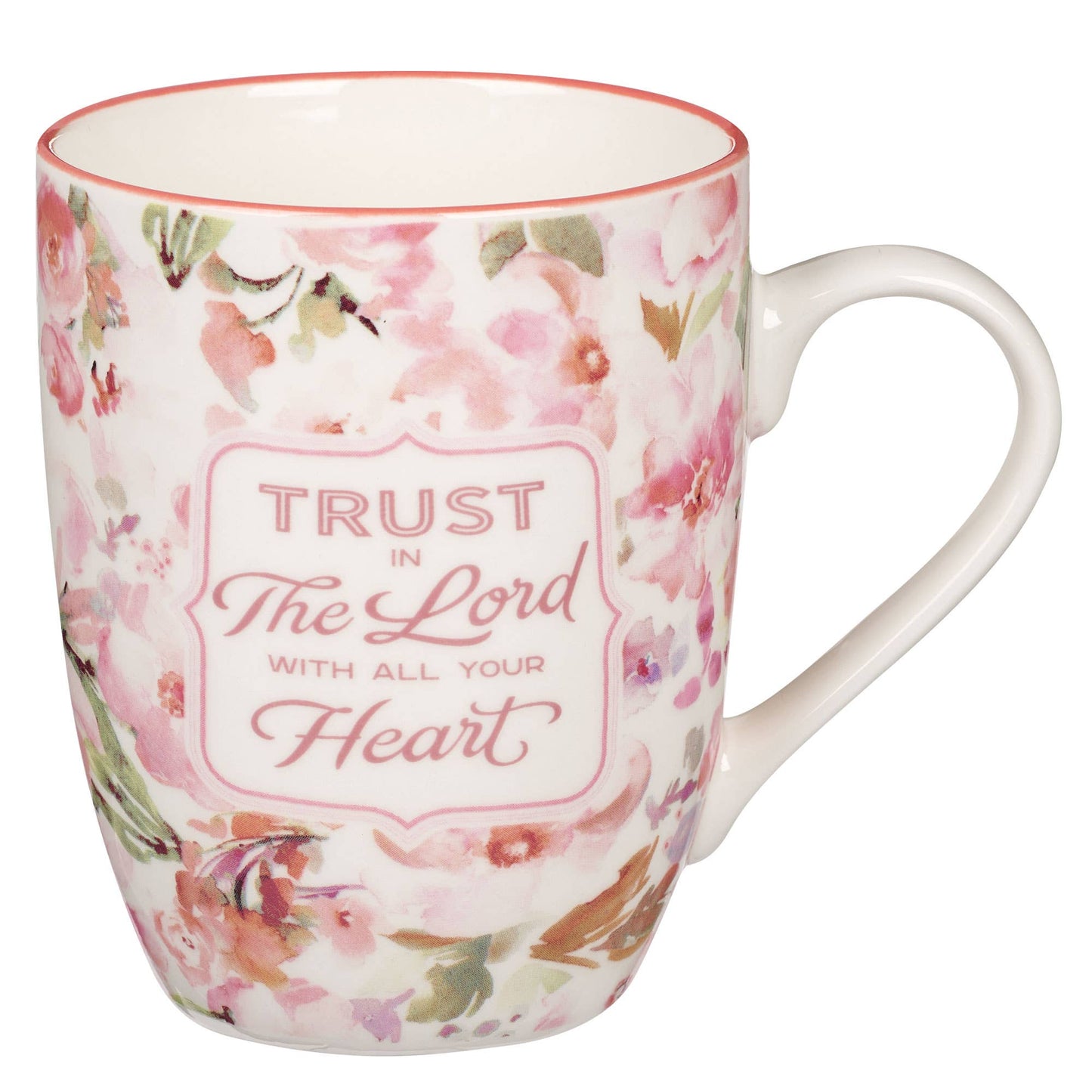 Mug Coral Floral Trust in the Lord Prov. 3:5-6